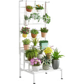 Modern Grid Panel Plant Stand with Hanging Display-Wooden Crest